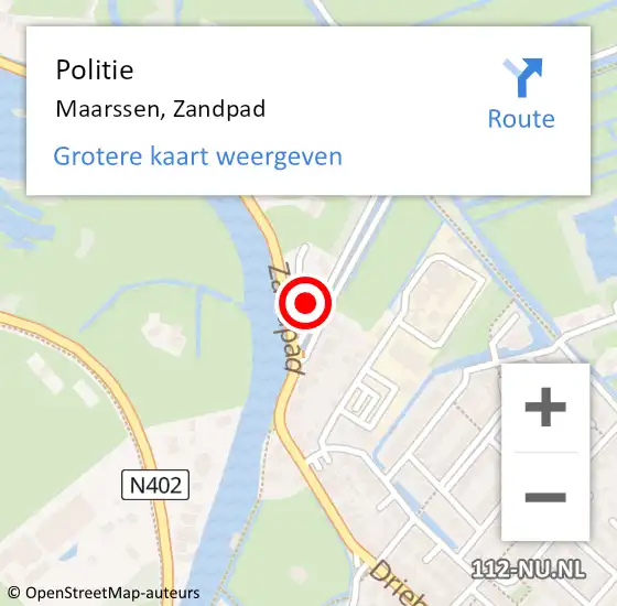Locatie op kaart van de 112 melding: Politie Maarssen, Zandpad op 10 mei 2024 14:19