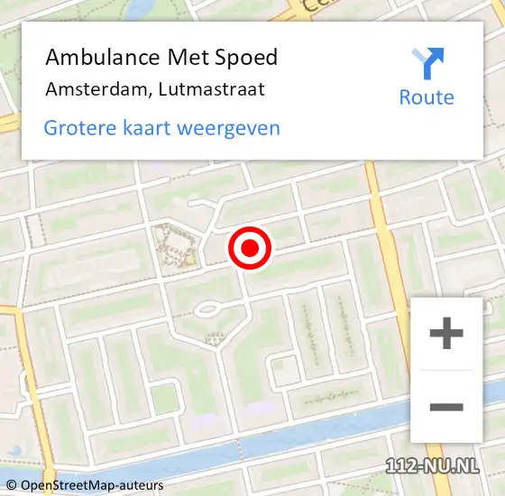 Locatie op kaart van de 112 melding: Ambulance Met Spoed Naar Amsterdam, Lutmastraat op 10 mei 2024 14:23