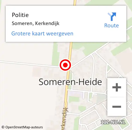 Locatie op kaart van de 112 melding: Politie Someren, Kerkendijk op 10 mei 2024 14:26