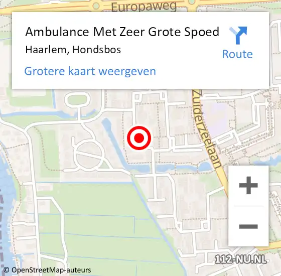 Locatie op kaart van de 112 melding: Ambulance Met Zeer Grote Spoed Naar Haarlem, Hondsbos op 10 mei 2024 14:29