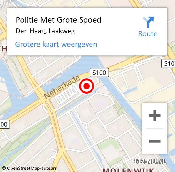 Locatie op kaart van de 112 melding: Politie Met Grote Spoed Naar Den Haag, Laakweg op 10 mei 2024 14:41