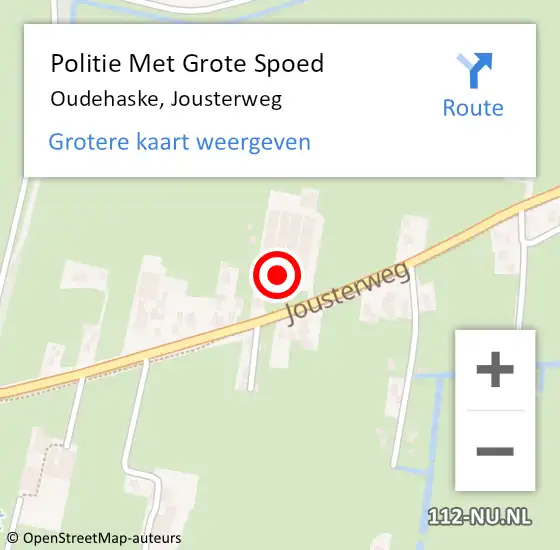Locatie op kaart van de 112 melding: Politie Met Grote Spoed Naar Oudehaske, Jousterweg op 10 mei 2024 14:41