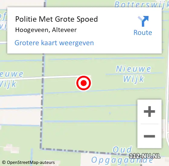 Locatie op kaart van de 112 melding: Politie Met Grote Spoed Naar Hoogeveen, Alteveer op 10 mei 2024 14:42