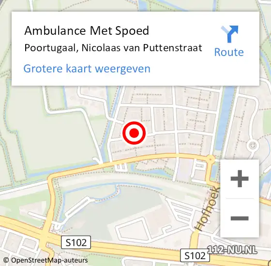 Locatie op kaart van de 112 melding: Ambulance Met Spoed Naar Poortugaal, Nicolaas van Puttenstraat op 10 mei 2024 14:43