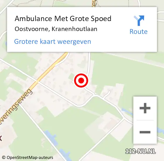 Locatie op kaart van de 112 melding: Ambulance Met Grote Spoed Naar Oostvoorne, Kranenhoutlaan op 10 mei 2024 14:44