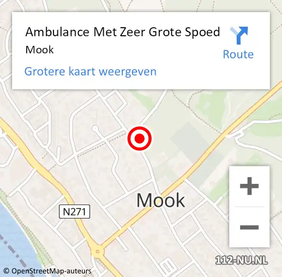Locatie op kaart van de 112 melding: Ambulance Met Zeer Grote Spoed Naar Mook op 10 mei 2024 14:46