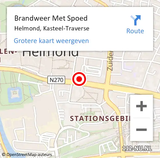 Locatie op kaart van de 112 melding: Brandweer Met Spoed Naar Helmond, Kasteel-Traverse op 10 mei 2024 14:47