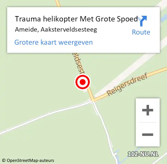 Locatie op kaart van de 112 melding: Trauma helikopter Met Grote Spoed Naar Ameide, Aaksterveldsesteeg op 10 mei 2024 14:49