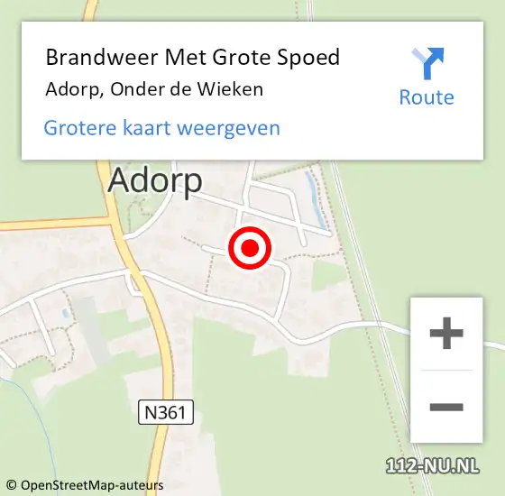 Locatie op kaart van de 112 melding: Brandweer Met Grote Spoed Naar Adorp, Onder de Wieken op 10 mei 2024 14:54