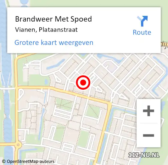 Locatie op kaart van de 112 melding: Brandweer Met Spoed Naar Vianen, Plataanstraat op 10 mei 2024 14:57