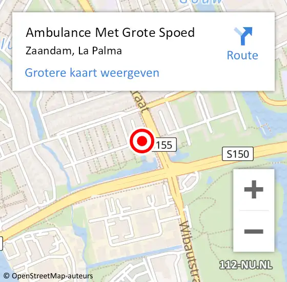 Locatie op kaart van de 112 melding: Ambulance Met Grote Spoed Naar Zaandam, La Palma op 10 mei 2024 14:59