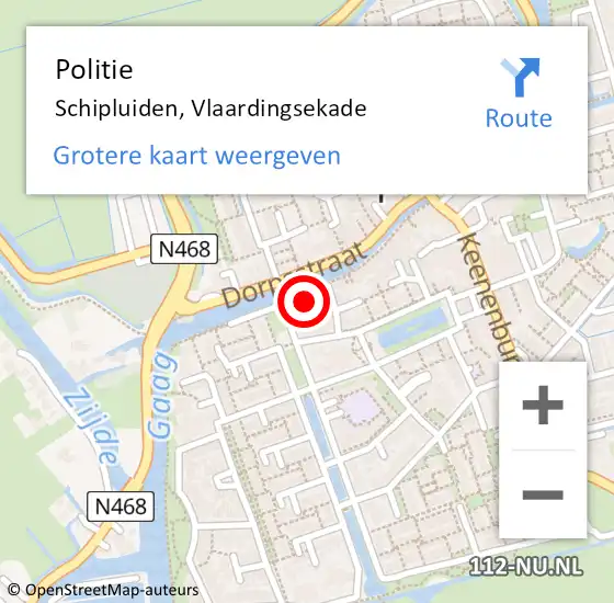 Locatie op kaart van de 112 melding: Politie Schipluiden, Vlaardingsekade op 10 mei 2024 15:01