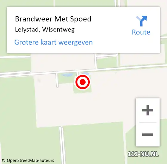 Locatie op kaart van de 112 melding: Brandweer Met Spoed Naar Lelystad, Wisentweg op 10 mei 2024 15:06