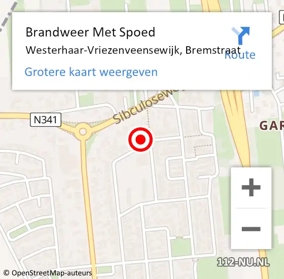 Locatie op kaart van de 112 melding: Brandweer Met Spoed Naar Westerhaar-Vriezenveensewijk, Bremstraat op 10 mei 2024 15:09
