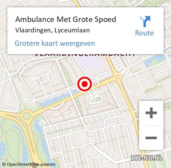 Locatie op kaart van de 112 melding: Ambulance Met Grote Spoed Naar Vlaardingen, Lyceumlaan op 10 mei 2024 15:19