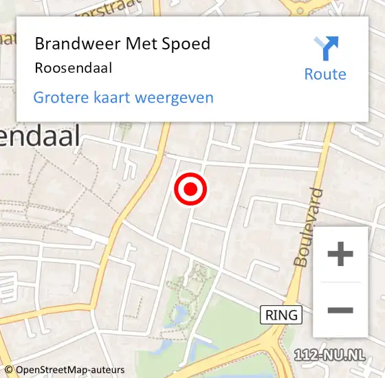 Locatie op kaart van de 112 melding: Brandweer Met Spoed Naar Roosendaal op 10 mei 2024 15:22