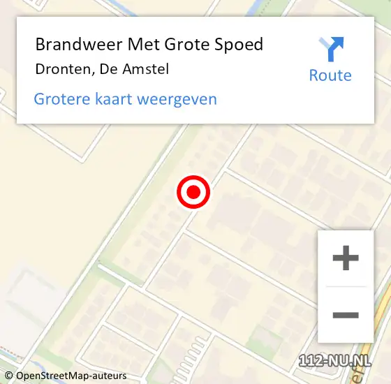 Locatie op kaart van de 112 melding: Brandweer Met Grote Spoed Naar Dronten, De Amstel op 10 mei 2024 15:35