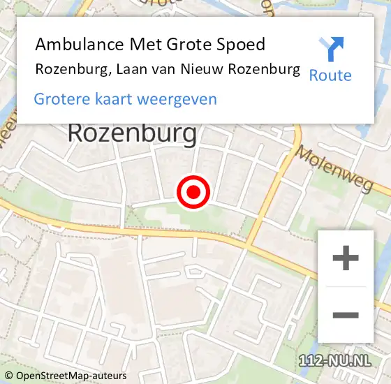 Locatie op kaart van de 112 melding: Ambulance Met Grote Spoed Naar Rozenburg, Laan van Nieuw Rozenburg op 10 mei 2024 15:45