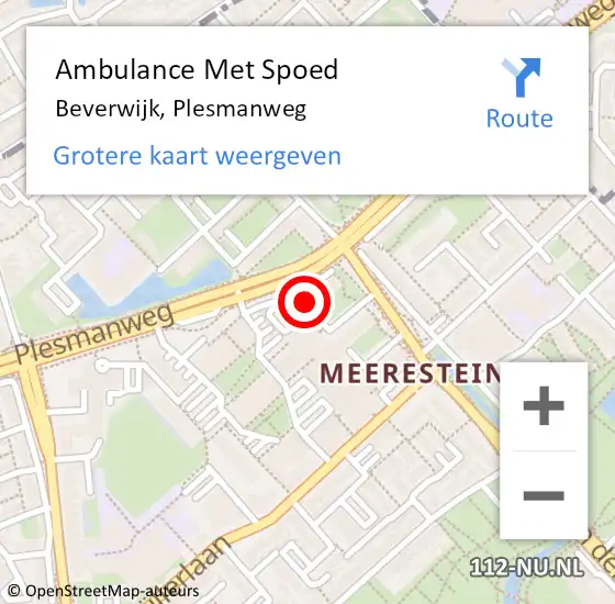 Locatie op kaart van de 112 melding: Ambulance Met Spoed Naar Beverwijk, Plesmanweg op 10 mei 2024 15:47
