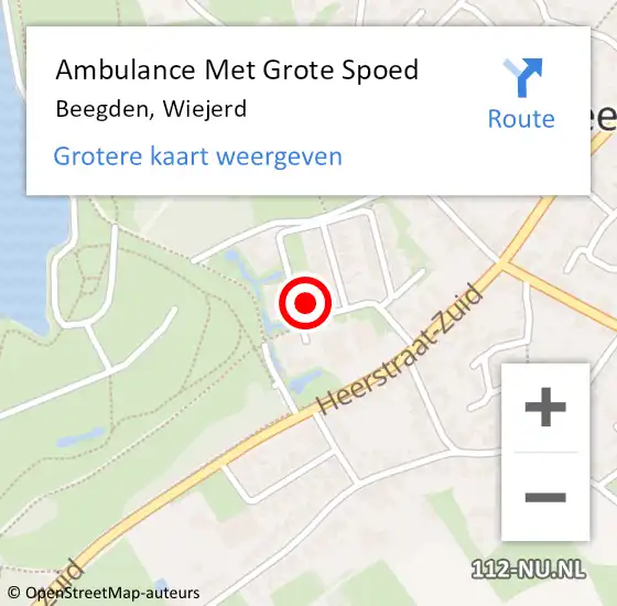 Locatie op kaart van de 112 melding: Ambulance Met Grote Spoed Naar Beegden, Wiejerd op 10 mei 2024 15:48