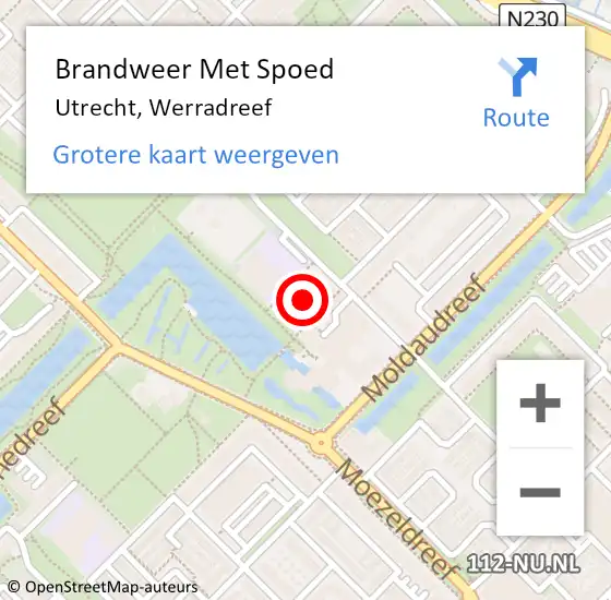 Locatie op kaart van de 112 melding: Brandweer Met Spoed Naar Utrecht, Werradreef op 10 mei 2024 16:01
