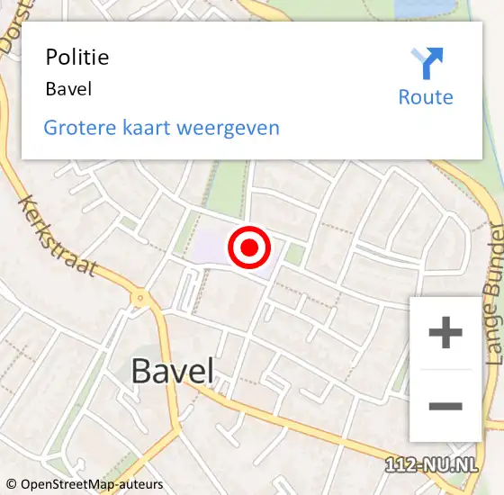 Locatie op kaart van de 112 melding: Politie Bavel op 10 mei 2024 16:02