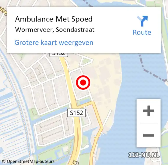 Locatie op kaart van de 112 melding: Ambulance Met Spoed Naar Wormerveer, Soendastraat op 10 mei 2024 16:03