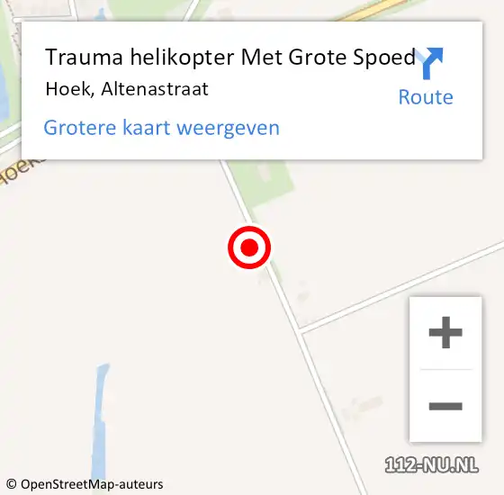 Locatie op kaart van de 112 melding: Trauma helikopter Met Grote Spoed Naar Hoek, Altenastraat op 10 mei 2024 16:03