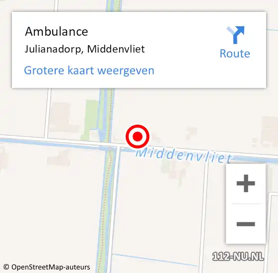 Locatie op kaart van de 112 melding: Ambulance Julianadorp, Middenvliet op 10 mei 2024 16:08