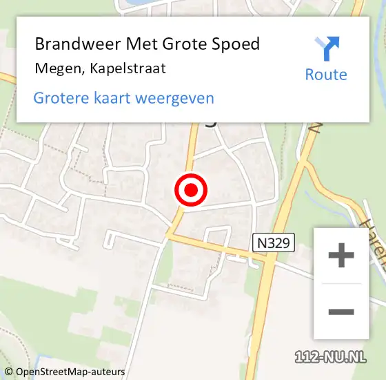 Locatie op kaart van de 112 melding: Brandweer Met Grote Spoed Naar Megen, Kapelstraat op 10 mei 2024 16:22