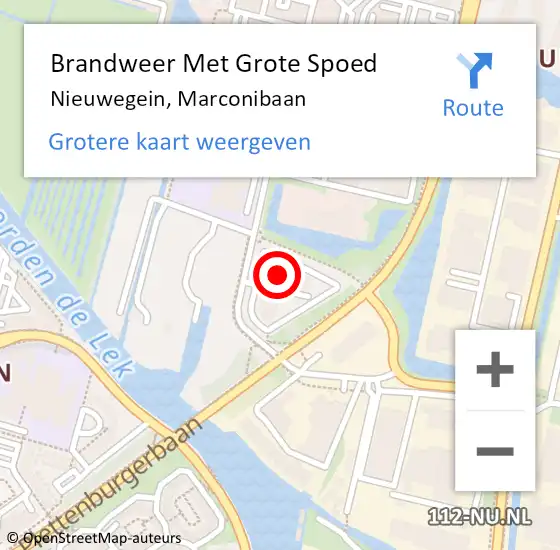 Locatie op kaart van de 112 melding: Brandweer Met Grote Spoed Naar Nieuwegein, Marconibaan op 10 mei 2024 16:25