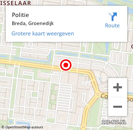 Locatie op kaart van de 112 melding: Politie Breda, Groenedijk op 10 mei 2024 16:29