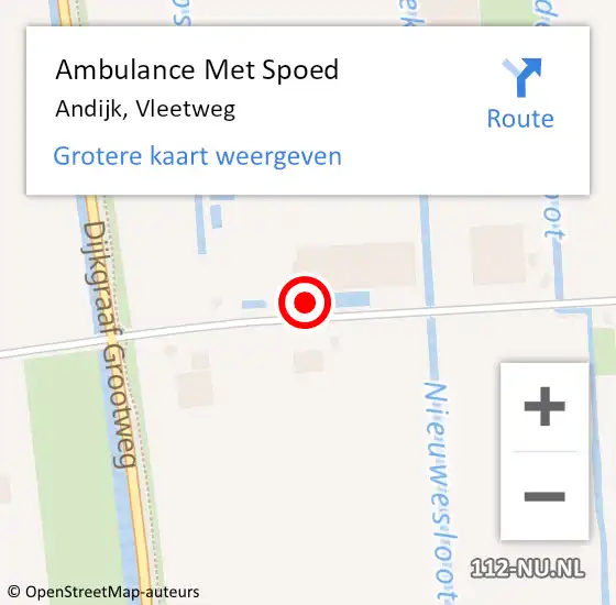 Locatie op kaart van de 112 melding: Ambulance Met Spoed Naar Andijk, Vleetweg op 10 mei 2024 16:29