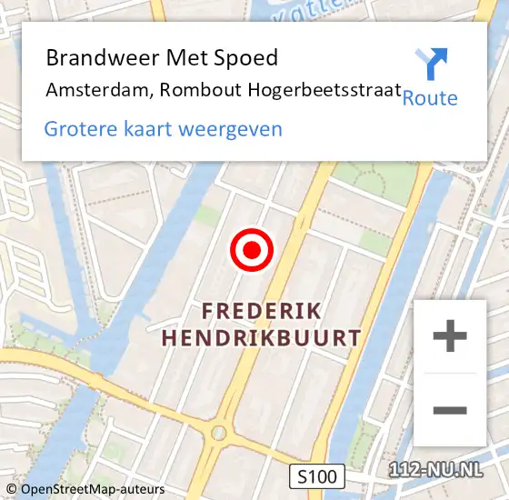 Locatie op kaart van de 112 melding: Brandweer Met Spoed Naar Amsterdam, Rombout Hogerbeetsstraat op 10 mei 2024 16:37