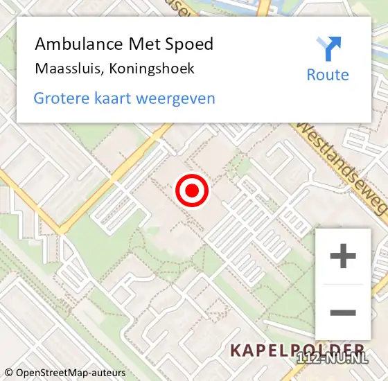 Locatie op kaart van de 112 melding: Ambulance Met Spoed Naar Maassluis, Koningshoek op 10 mei 2024 16:41