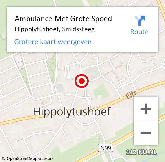 Locatie op kaart van de 112 melding: Ambulance Met Grote Spoed Naar Hippolytushoef, Smidssteeg op 10 mei 2024 16:44