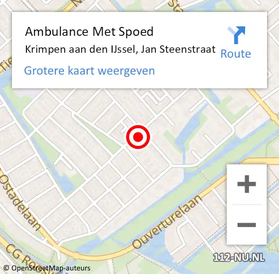 Locatie op kaart van de 112 melding: Ambulance Met Spoed Naar Krimpen aan den IJssel, Jan Steenstraat op 10 mei 2024 16:57