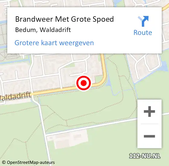 Locatie op kaart van de 112 melding: Brandweer Met Grote Spoed Naar Bedum, Waldadrift op 10 mei 2024 16:59