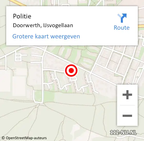 Locatie op kaart van de 112 melding: Politie Doorwerth, IJsvogellaan op 10 mei 2024 16:59