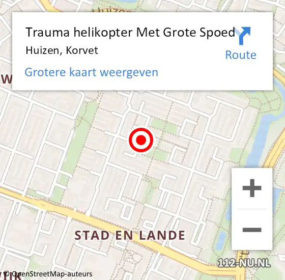 Locatie op kaart van de 112 melding: Trauma helikopter Met Grote Spoed Naar Huizen, Korvet op 10 mei 2024 17:02