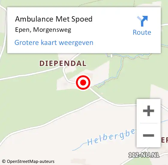 Locatie op kaart van de 112 melding: Ambulance Met Spoed Naar Epen, Morgensweg op 5 oktober 2014 12:09