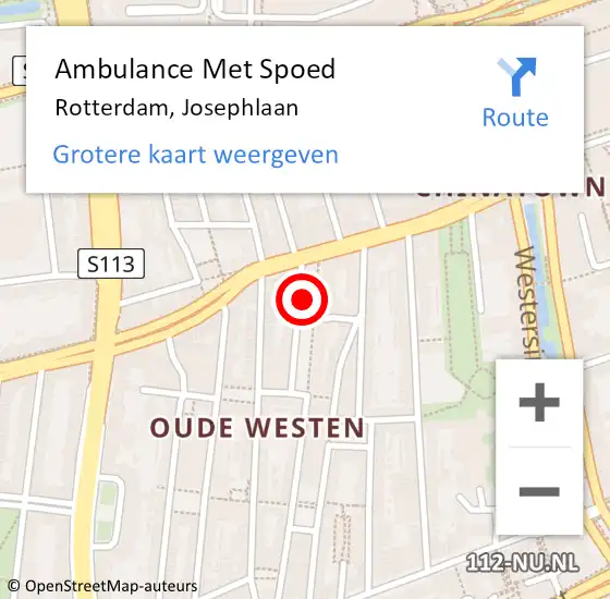 Locatie op kaart van de 112 melding: Ambulance Met Spoed Naar Rotterdam, Josephlaan op 10 mei 2024 17:10