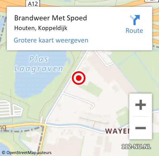 Locatie op kaart van de 112 melding: Brandweer Met Spoed Naar Houten, Koppeldijk op 10 mei 2024 17:16