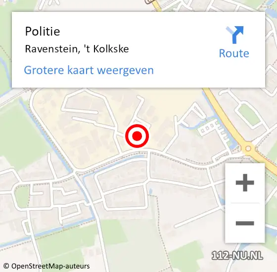 Locatie op kaart van de 112 melding: Politie Ravenstein, 't Kolkske op 10 mei 2024 17:21