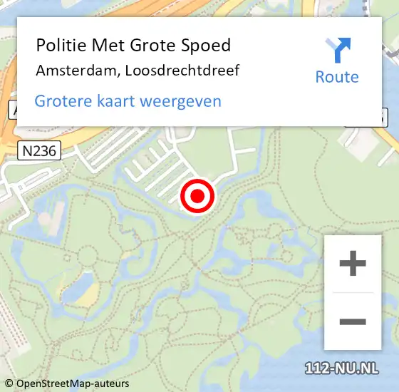 Locatie op kaart van de 112 melding: Politie Met Grote Spoed Naar Amsterdam, Loosdrechtdreef op 10 mei 2024 17:28