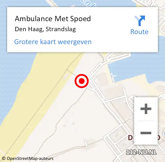 Locatie op kaart van de 112 melding: Ambulance Met Spoed Naar Den Haag, Strandslag op 10 mei 2024 17:29