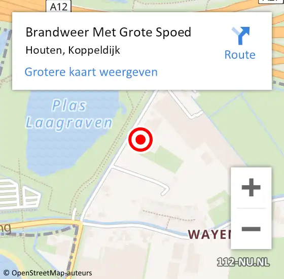 Locatie op kaart van de 112 melding: Brandweer Met Grote Spoed Naar Houten, Koppeldijk op 10 mei 2024 17:37