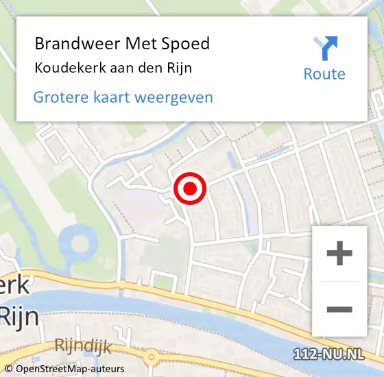 Locatie op kaart van de 112 melding: Brandweer Met Spoed Naar Koudekerk aan den Rijn op 10 mei 2024 17:47