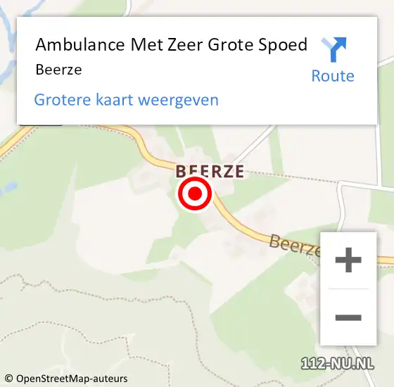 Locatie op kaart van de 112 melding: Ambulance Met Zeer Grote Spoed Naar Beerze op 10 mei 2024 18:15
