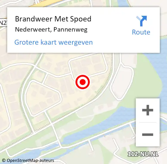 Locatie op kaart van de 112 melding: Brandweer Met Spoed Naar Nederweert, Pannenweg op 10 mei 2024 18:29